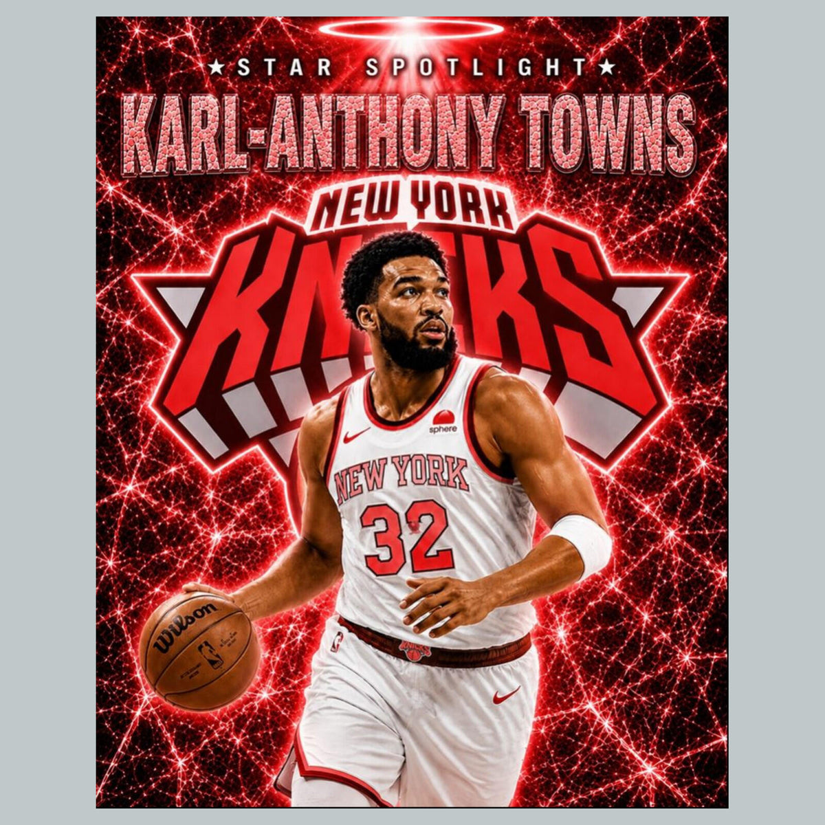2718 Karl-Anthony Towns Red Ice Edition Knicks  /5 8x10 Zoom Art Giclée Print
