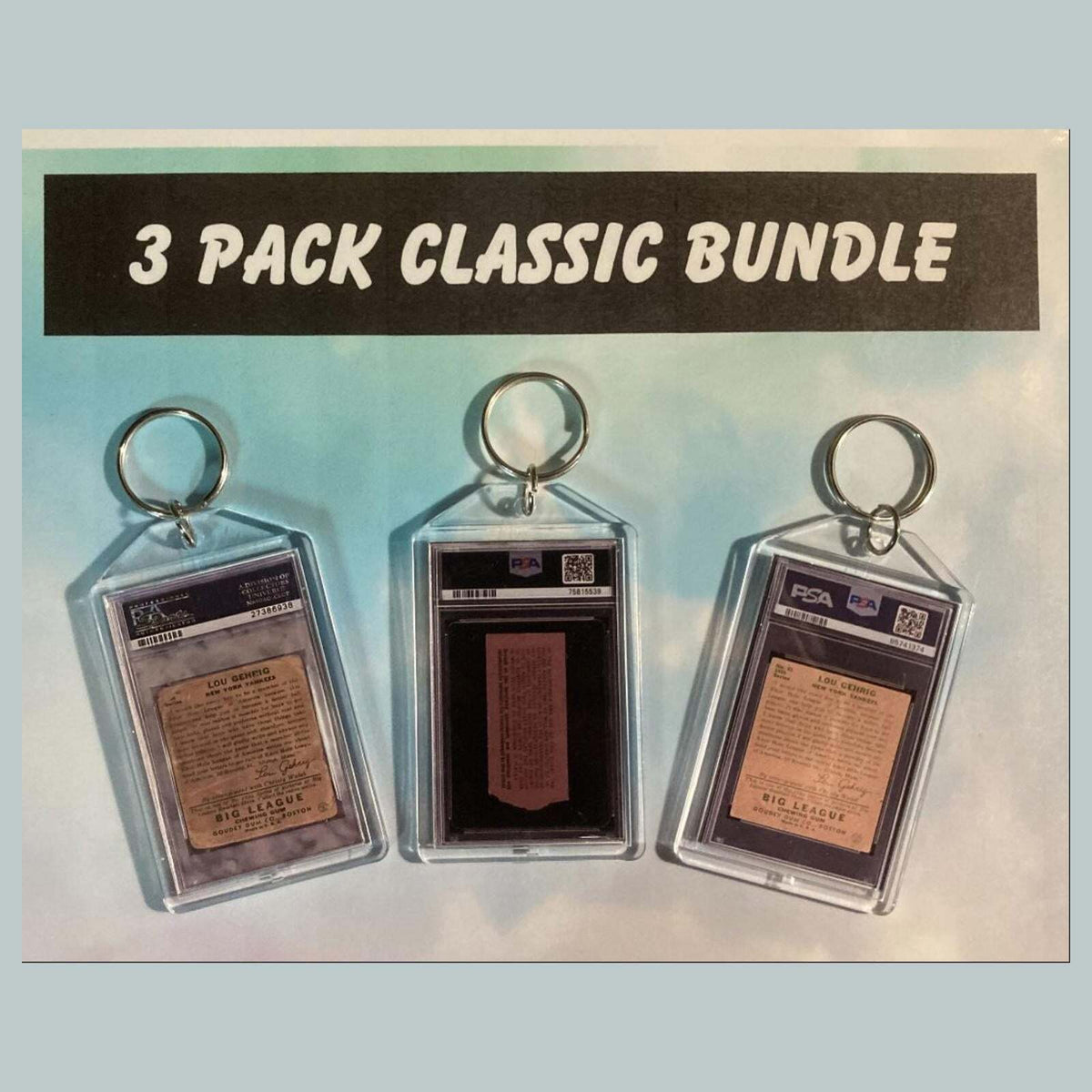 3627B Lou Gehrig-Jackie Robinson-Gehrig 3 Pack Bundle Custom Hand Made Keychains