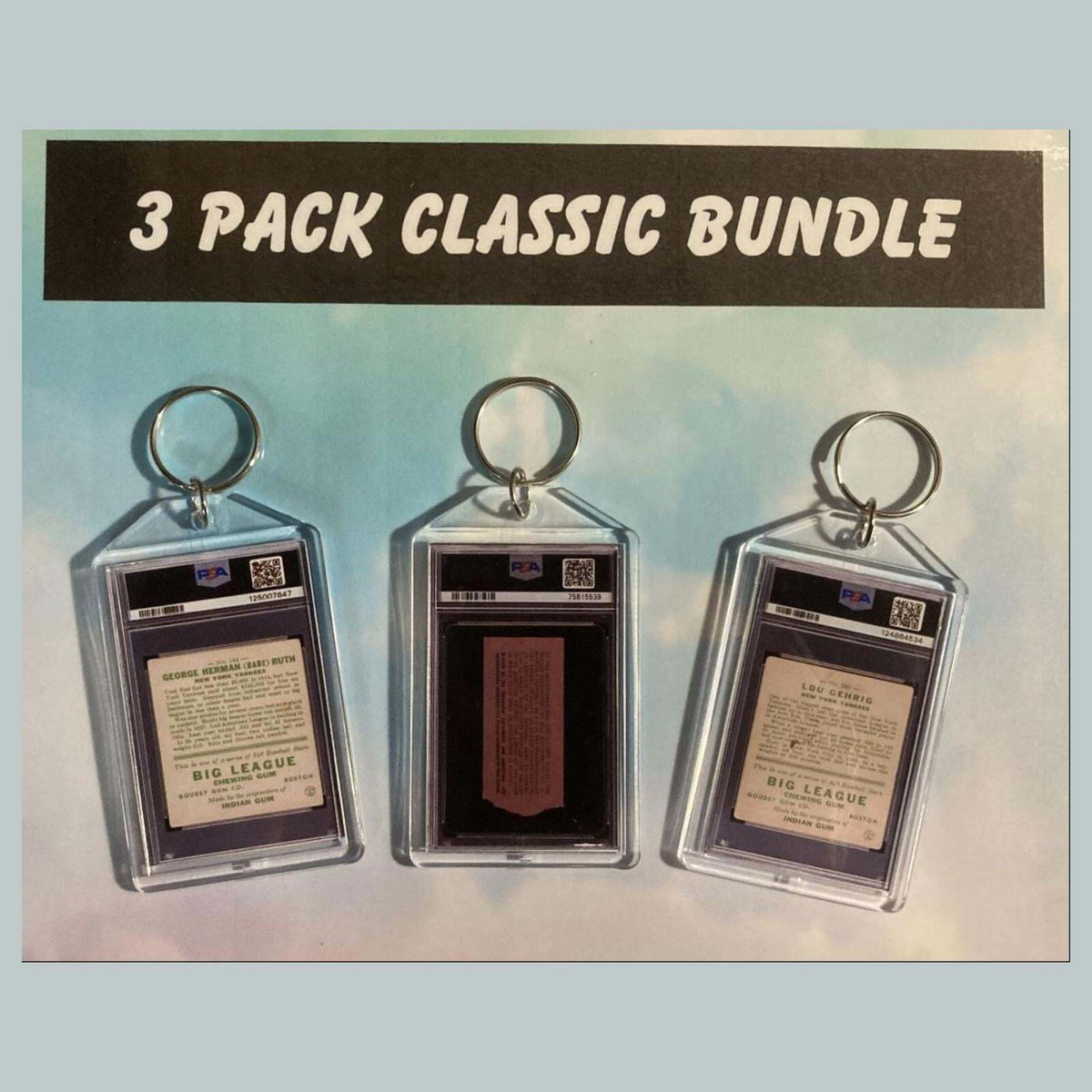 3632B Babe Ruth-Jackie Robinson-Lou Gehtig 3 Pack Custom Hand Made Keychains
