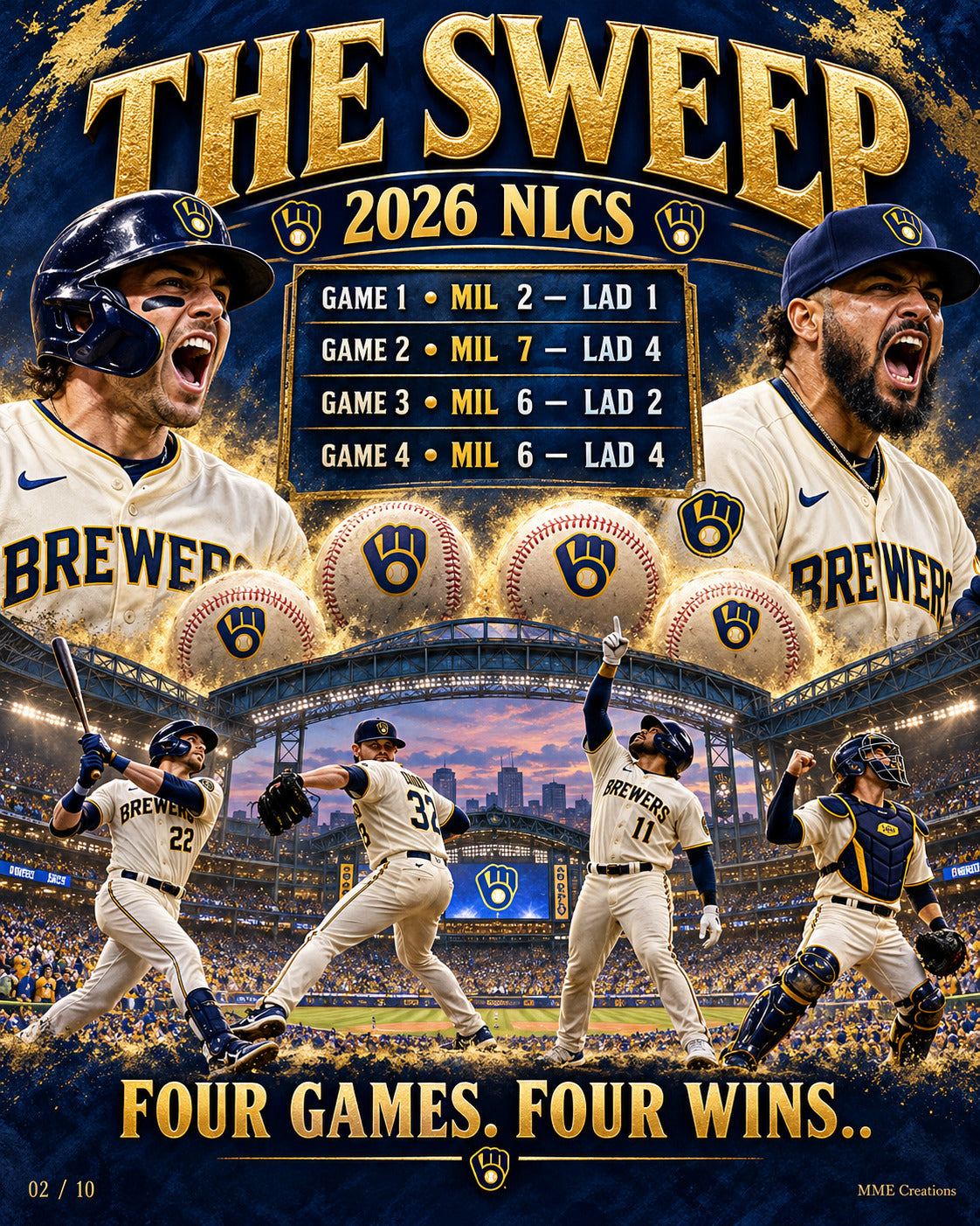 4977 Brewers  2026 NLCS Complete 10 Print 8x10 Glossy Bundle