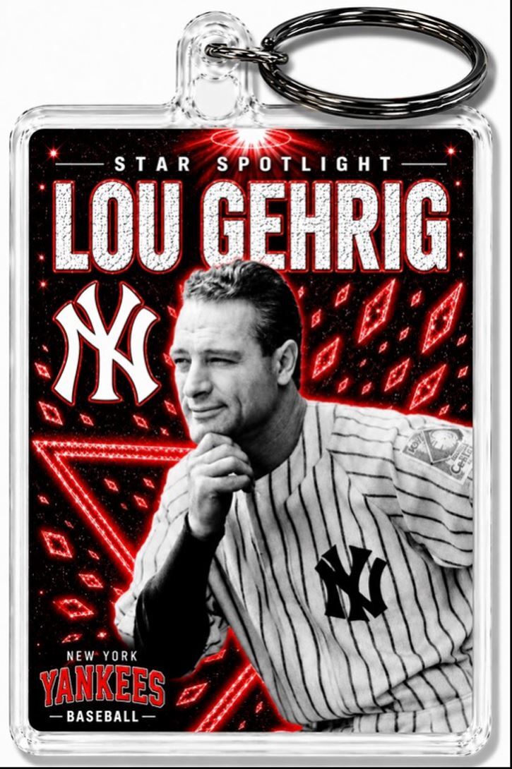 3910 Lou Gehrig Keychain Red Spotlight Premium Keychain No Nameplate