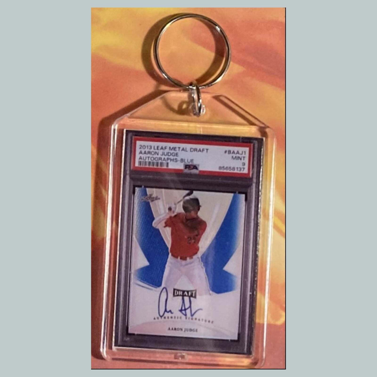 3599 Aaron Judge 2013 Leaf Metal Draft Blue Auto Custom Made Keychain