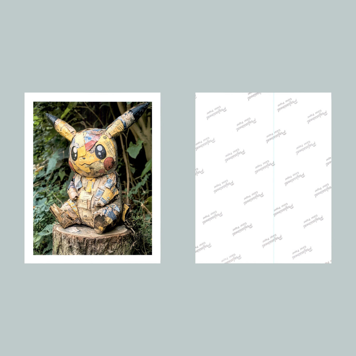 0407P 8X10 Pokemon Pikachu Torn Paper On Tree Stump Glossy Photo Fast Shipping