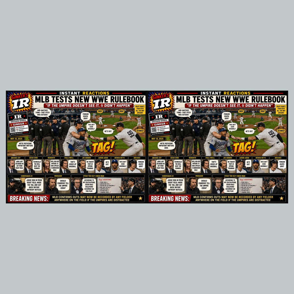 2788 The Tongan Death Grip - MLB Goes WWE 8X10 Print Ginker’s Instant Reactions