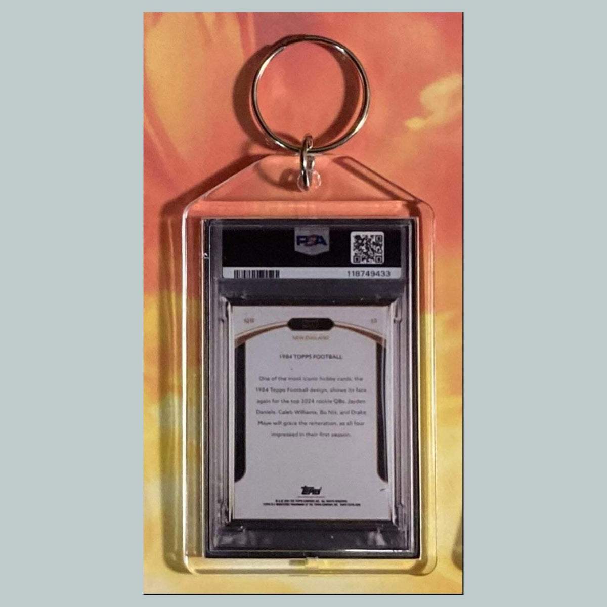 3711 Drake Maye 2025 Topps Now Hex-Fractor Custom Hand Made Keychain