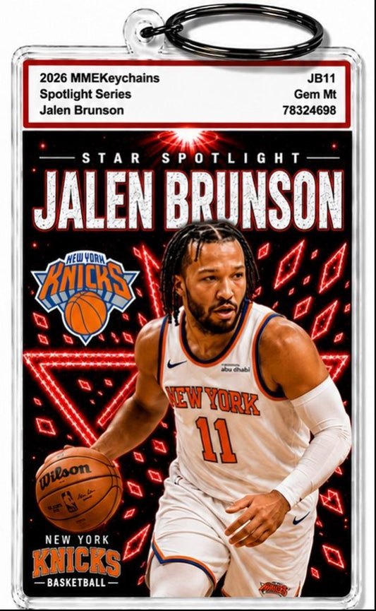3978 Jalen Brunson Keychain Red Spotlight Premium Keychain With Nameplate