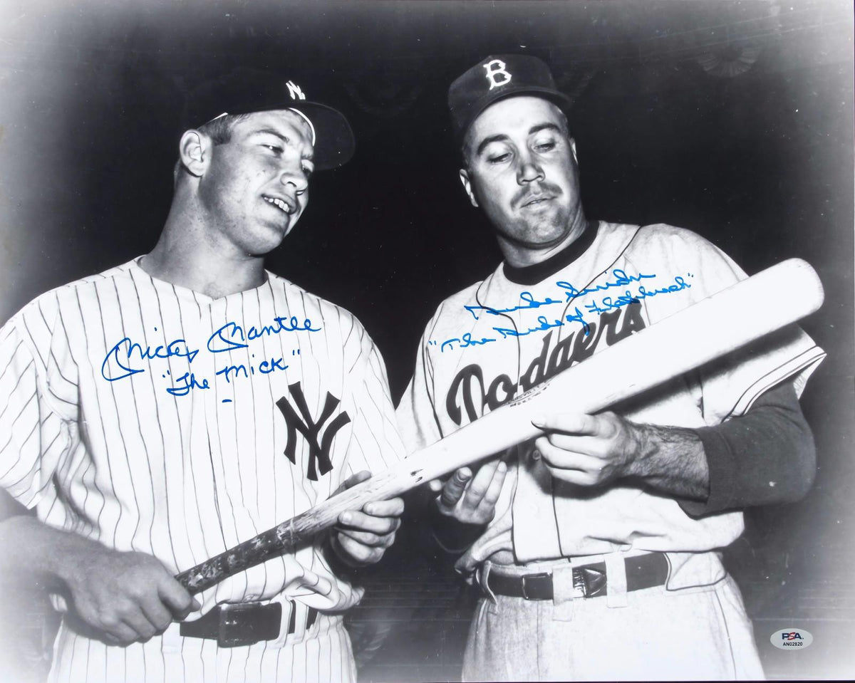 0722 P-8X10 Mickey Mantle Duke Snider Fac Auto Glossy Photo Fast Shipping BBL