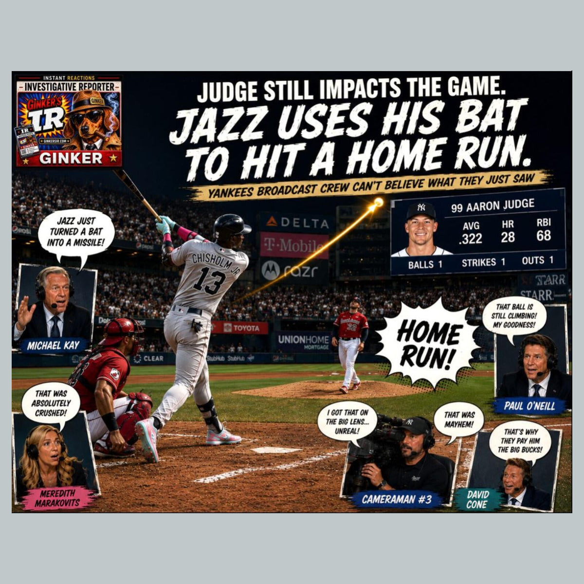 2825 Jazz Hits HR with Judges Bat Ginker’s Instant Reactions 8x10 Print