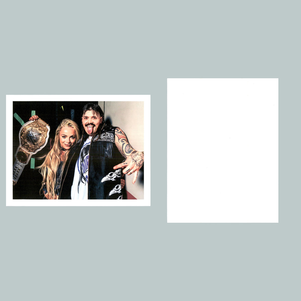 0130P 8X10 Liv Morgan & Dirty Dom Belt Raised-Backstage Glossy Photo Fast Ship