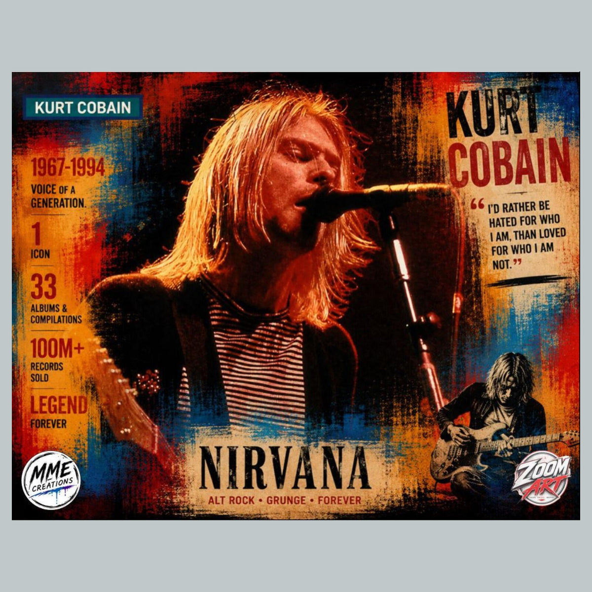 2813 Kurt Cobain 8X10 Zoom Art Series Giclée Print Limited Edition _/25