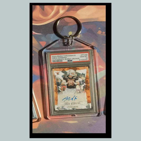 3498 Arch Manning 2023 Panini Throwback Orange Auto Custom Hand Made Keychain