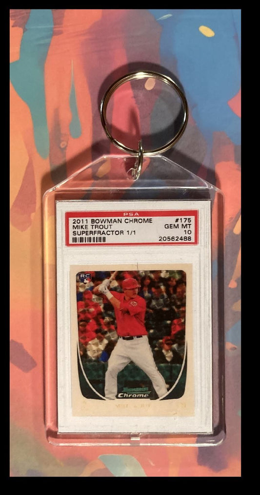 2992 Mike Trout 2011 Bowman Chrome Superfractor Keychain-Great Gift