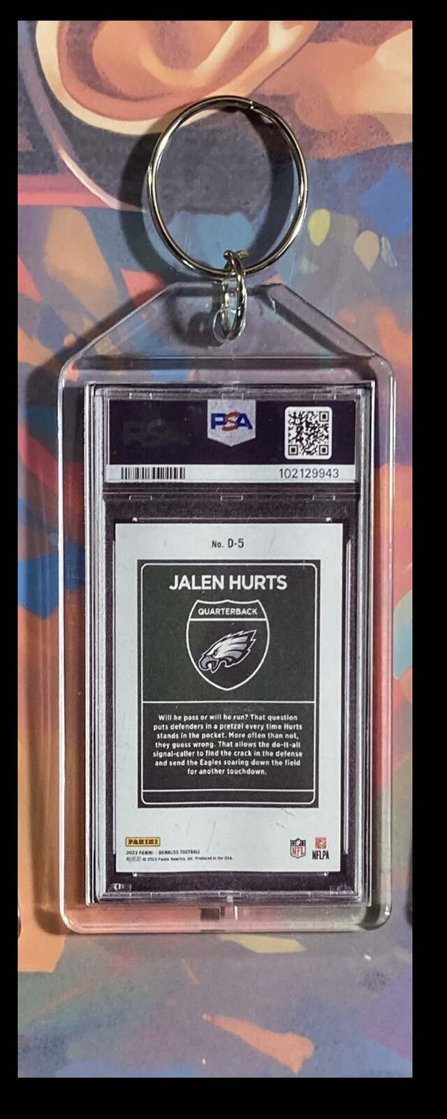 3108 Jalen Hurts 2023 Donruss Downtown Custom Keychain-Great Gift