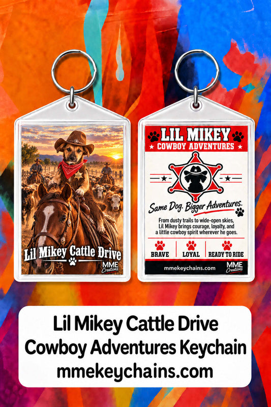4840 Personalized Pet Pics Keychain Turn Your Dog Into a Cowboy – Cattle Drive