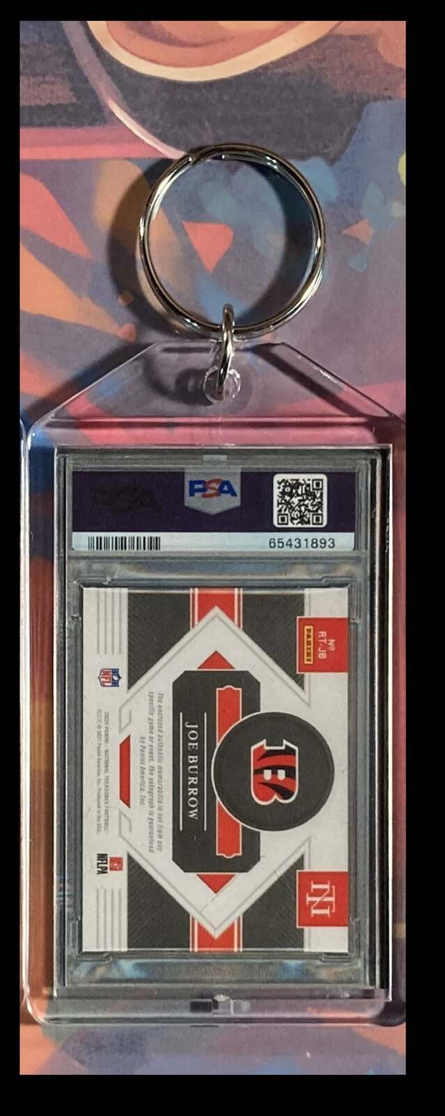 3166 Joe Burrow 2020 Panini Nat Trea Rookie Shield Auto Custom Keychain - Gift