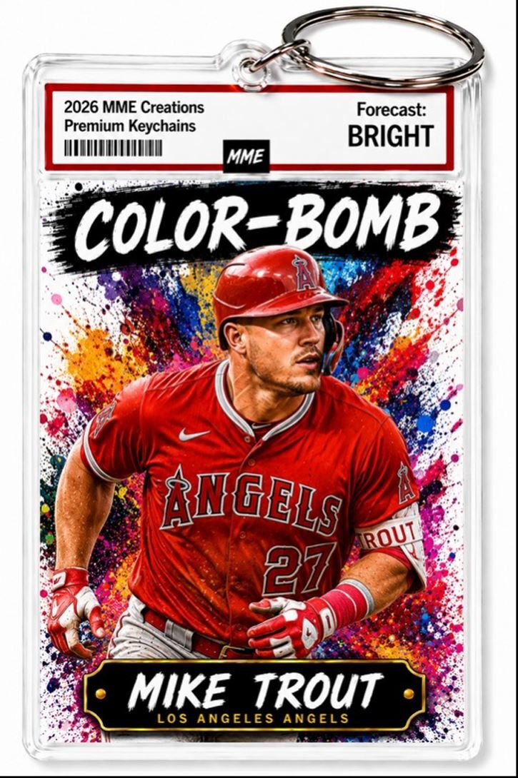 3815 Mike Trout Keychain | Color-Bomb | Custom Photo Keychain | With Nameplate
