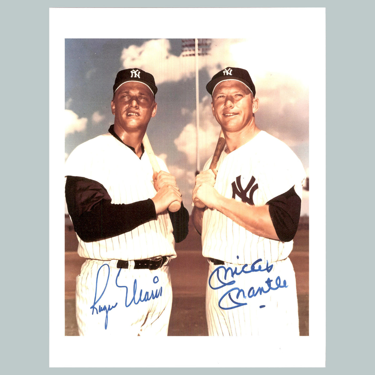 0102 P -8X10 Mickey Mantle and Roger Maris-Fac Autos Glossy Photo BBL
