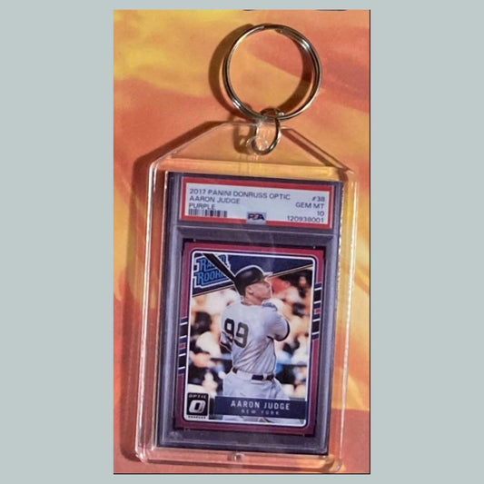3598 Aaron Judge 2017 Panini Donruss Rated Rookie Purple Keychain