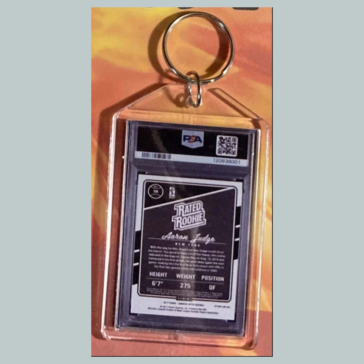 3598 Aaron Judge 2017 Panini Donruss Rated Rookie Purple Keychain