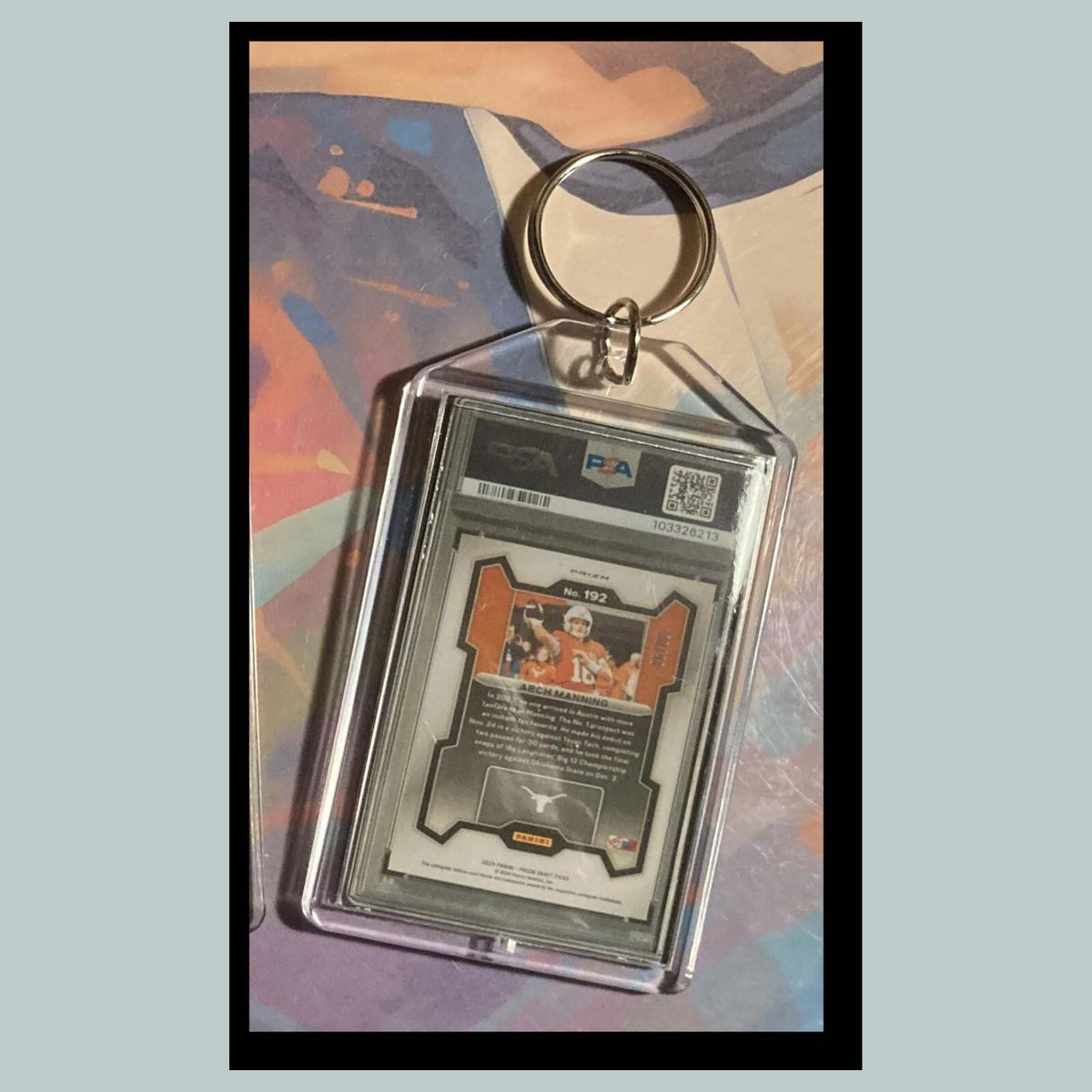 3496 Arch Manning 2024 Panini Prizm Green Shimmer Custom Hand Made Keychain Gift