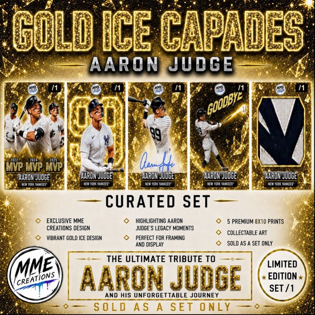 4017 Aaron Judge 1/1 Gold Ice Capades Limited Edition Curated Set 8x10 Prints