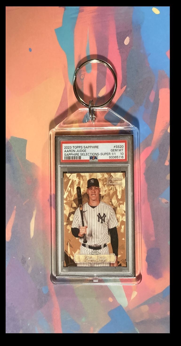 3047 Aaron Judge 2023 Topps Sapphire SuperFractor Custom Keychain