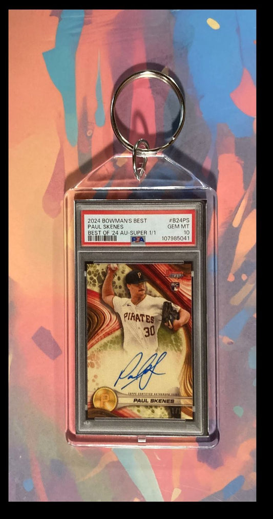 3053 Paul Skenes 2024 Bowman's Best SuperFractor Auto Custom Keychain