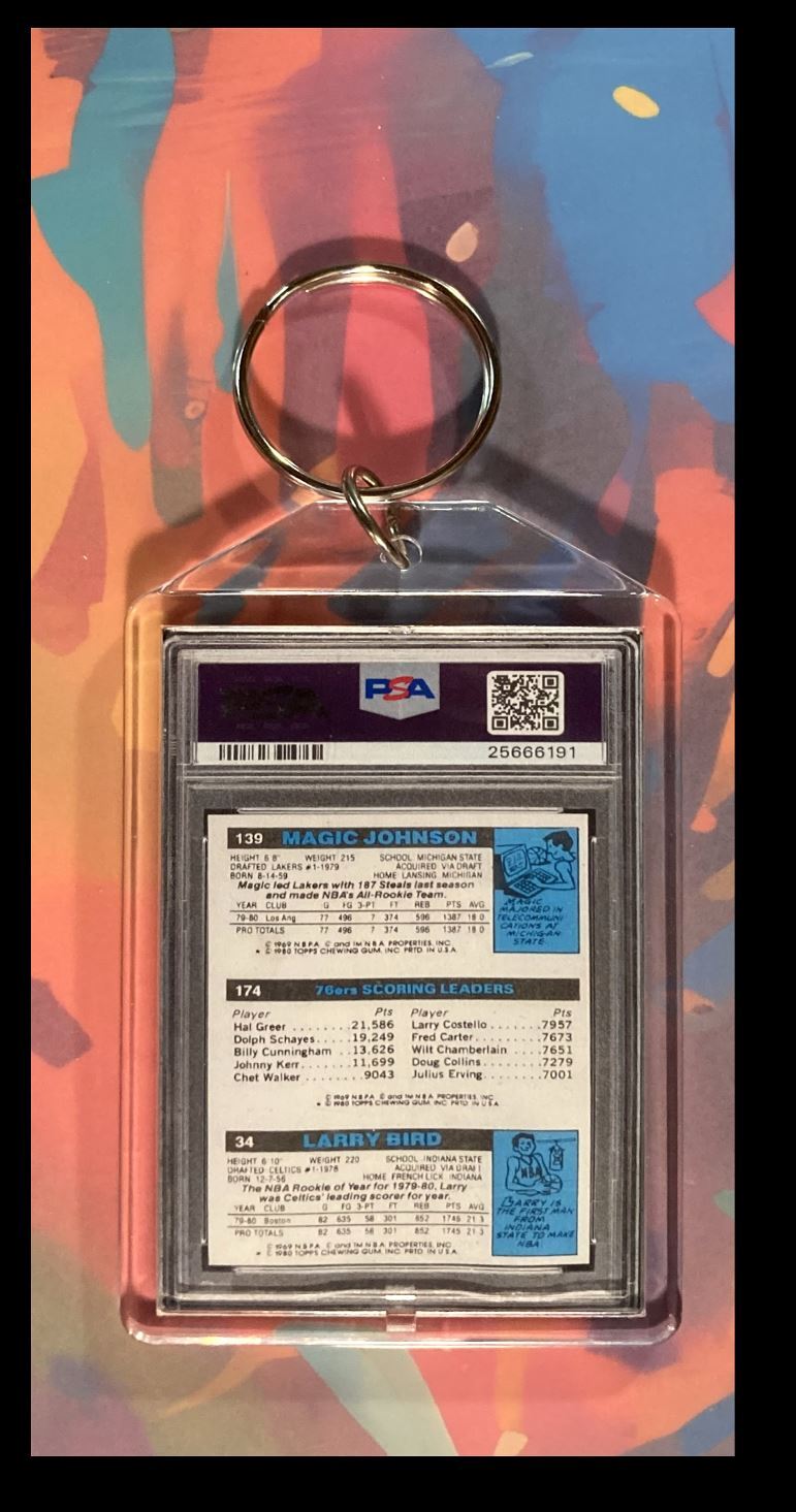 2993 Larry Bird 1980 Rookie PSA Style - Custom Made Keychain - A Great Gift