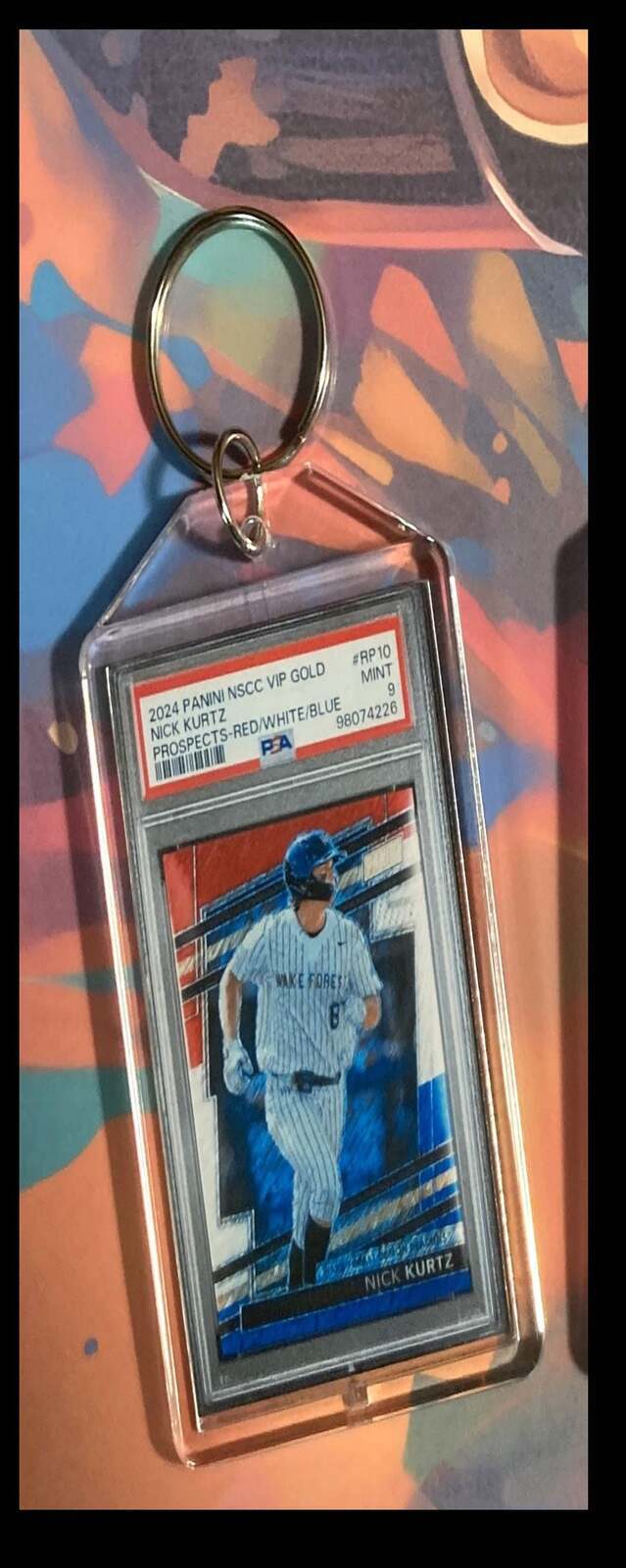3212 Nick Kurtz 2024 Panini VIP Gold RWB Custom Made Keychain-Great Gift