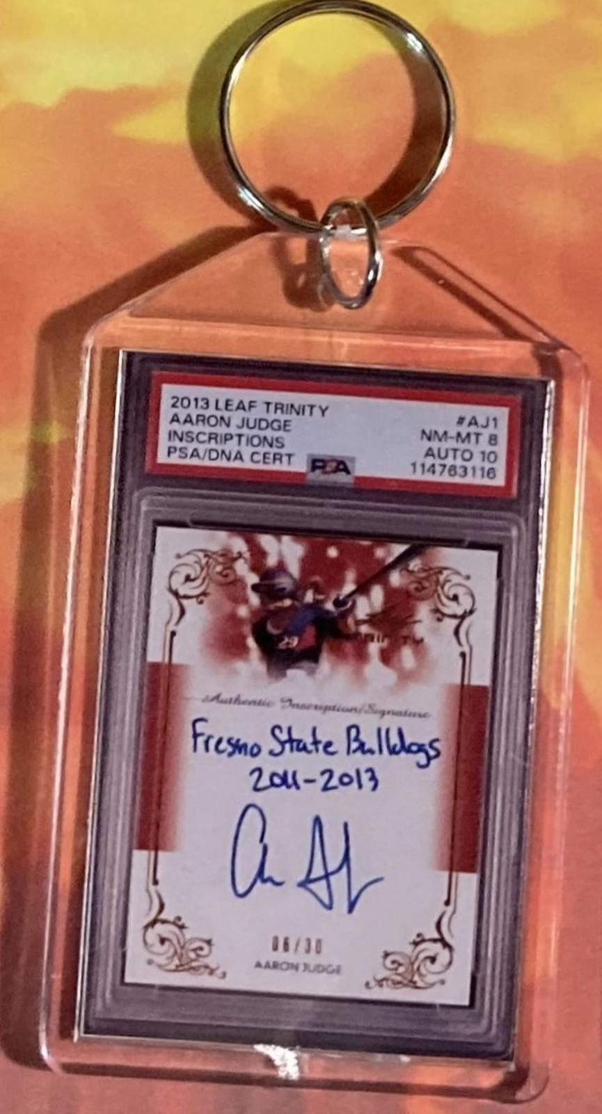 3593 Aaron Judge 2017 Leaf Inscriptions Auto Custom Made Keychain