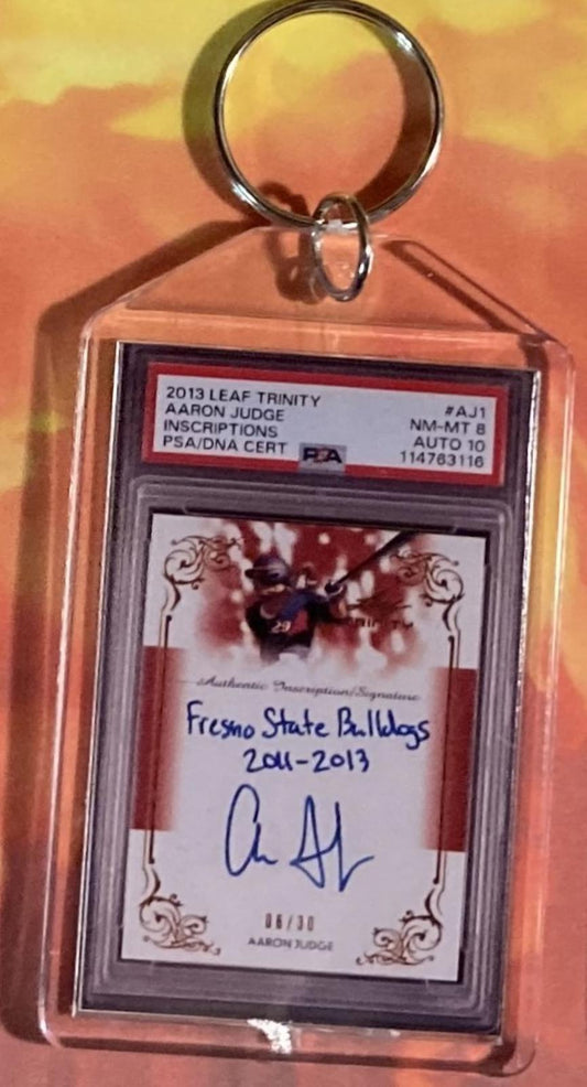 3593 Aaron Judge 2017 Leaf Inscriptions Auto Custom Made Keychain