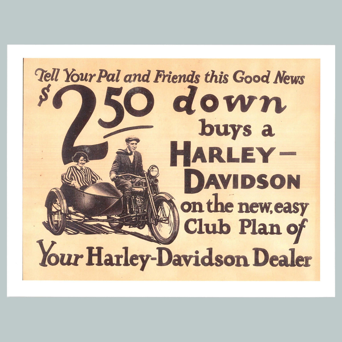 0088 P -8X10 Harley Davidson $2.50 Down Ad Glossy Photo FastShipping