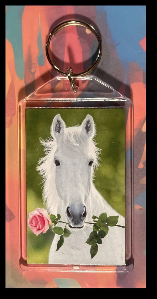3300 Horse Flower Custom Hand Made Keychain - Makes A Great Gift