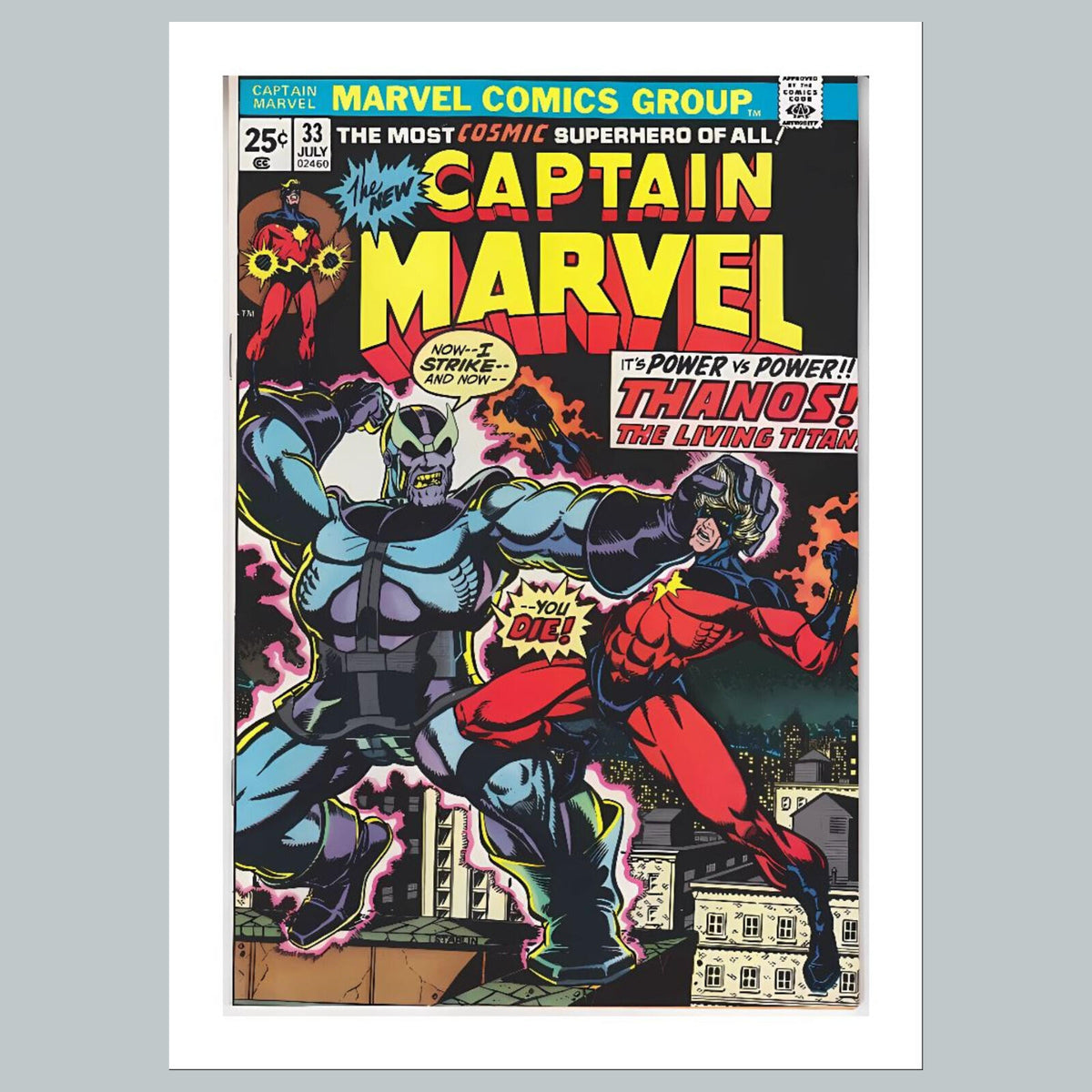1907 Captain Marvel 8x10 Glossy Photo Comic Book Cover Fast-Secure Shipping