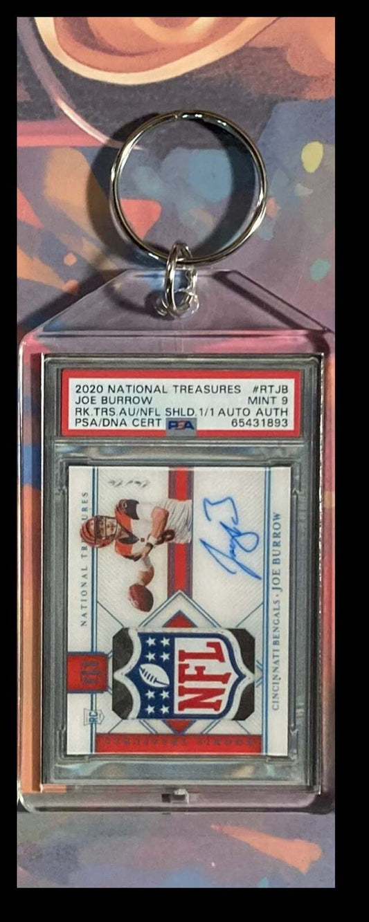 3166 Joe Burrow 2020 Panini Nat Trea Rookie Shield Auto Custom Keychain - Gift