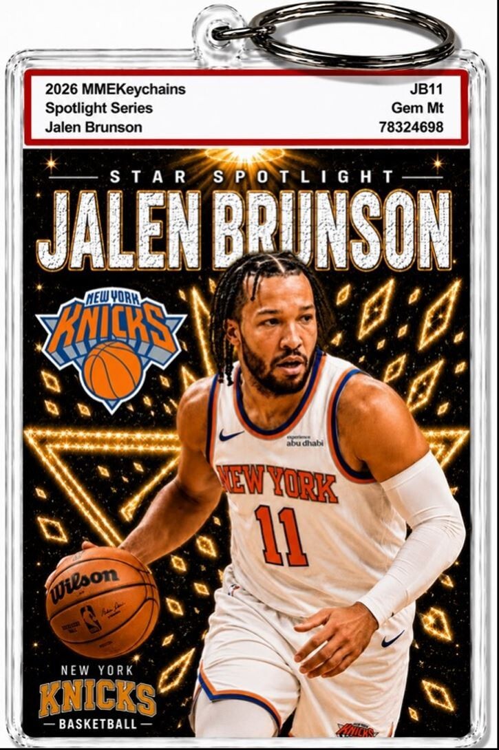 3983 Jalen Brunson Keychain Gold Spotlight Premium Keychain No Nameplate