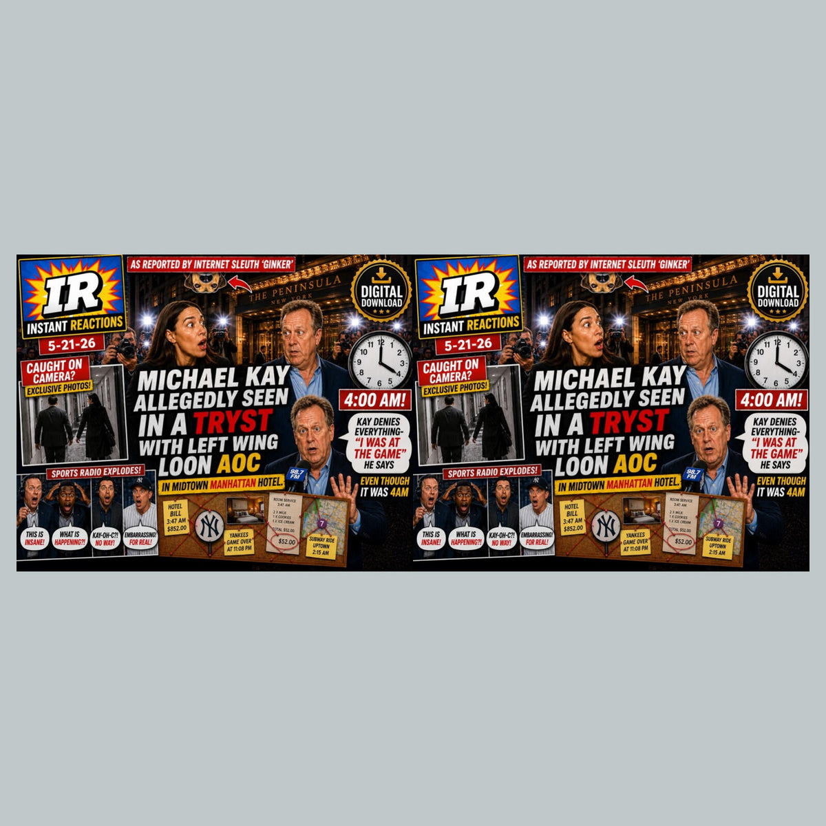 2780 Michael Kay and AOC Alleged Tryst Ginker’s Instant Reactions 8X10 Print