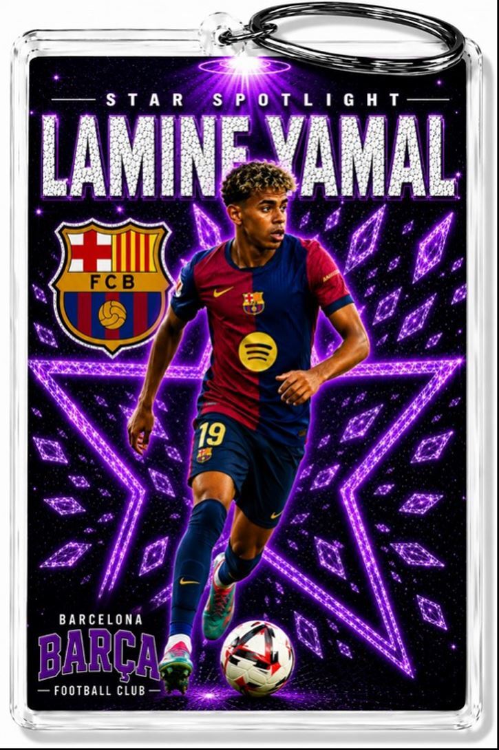 3998 Lamine Yamal Keychain Purple Spotlight Premium Keychain No Nameplate