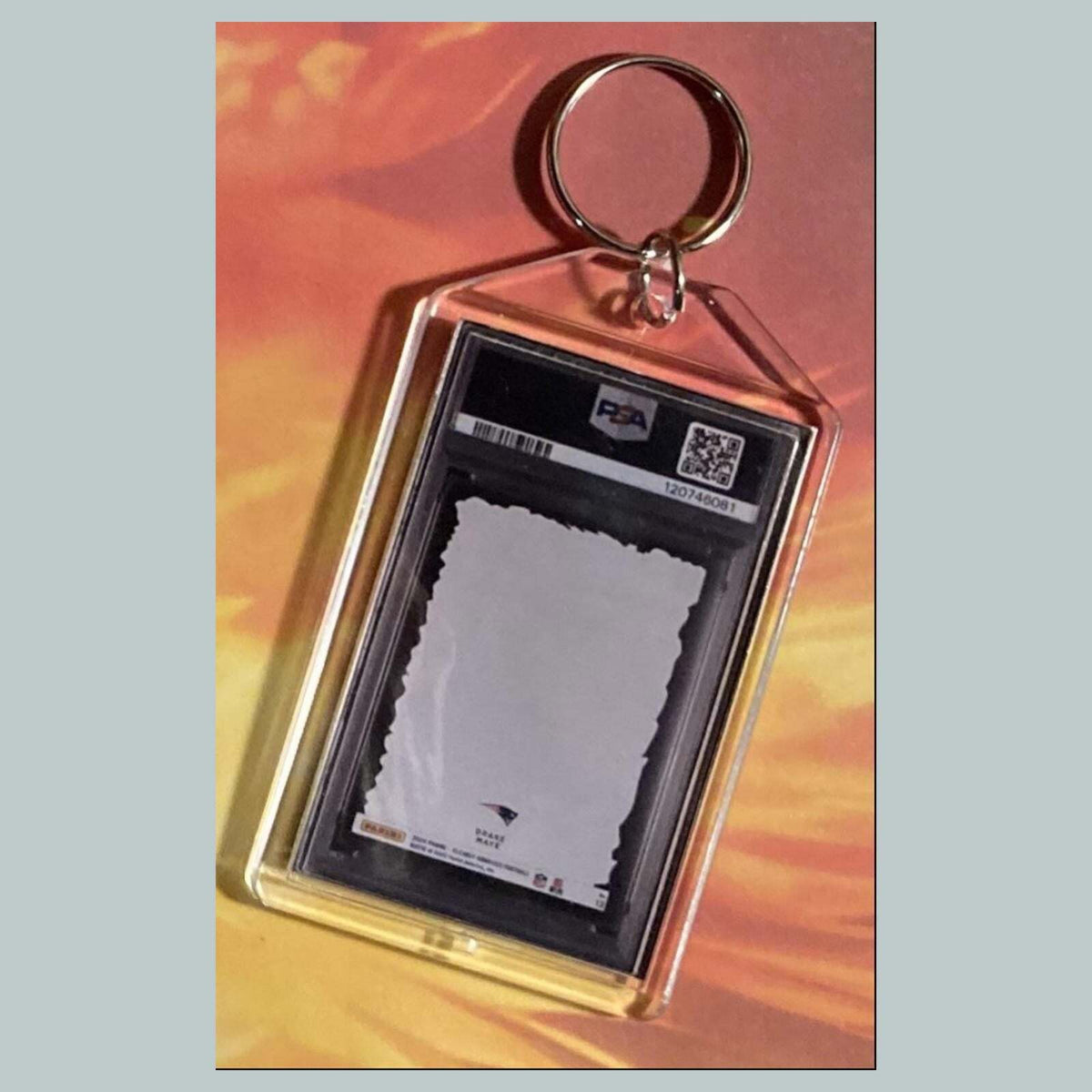 3710 Drake Maye 2024 Clearly Donruss Downtown Custom Hand Made Keychain