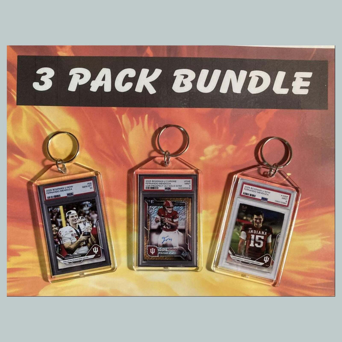 3734B  Fernando Mendoza Custom Hand Made Novelty Keychains 3 Pack Bundle
