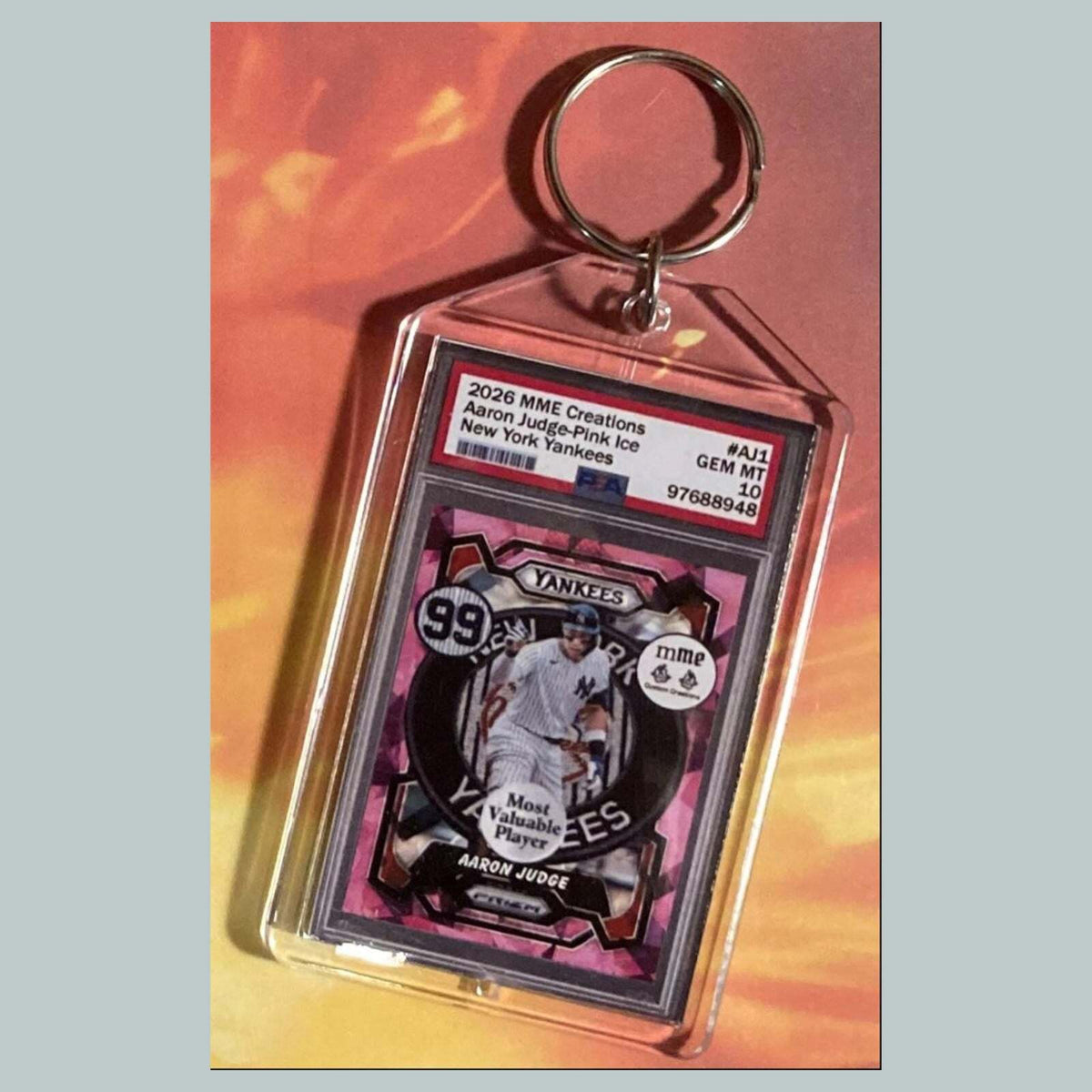 3756 Aaron Judge Pink Ice Custom Hand Made Keychain