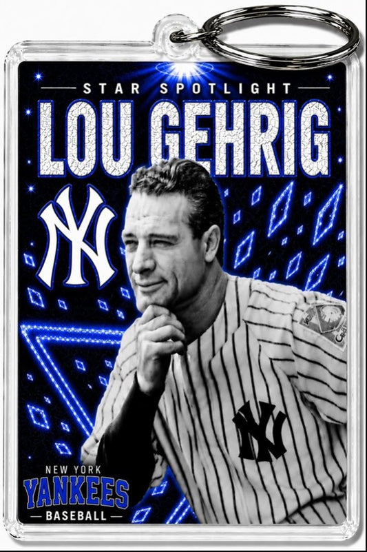 3796 Lou Gehrig Keychain Blue Spotlight Premium Keychain No Nameplate