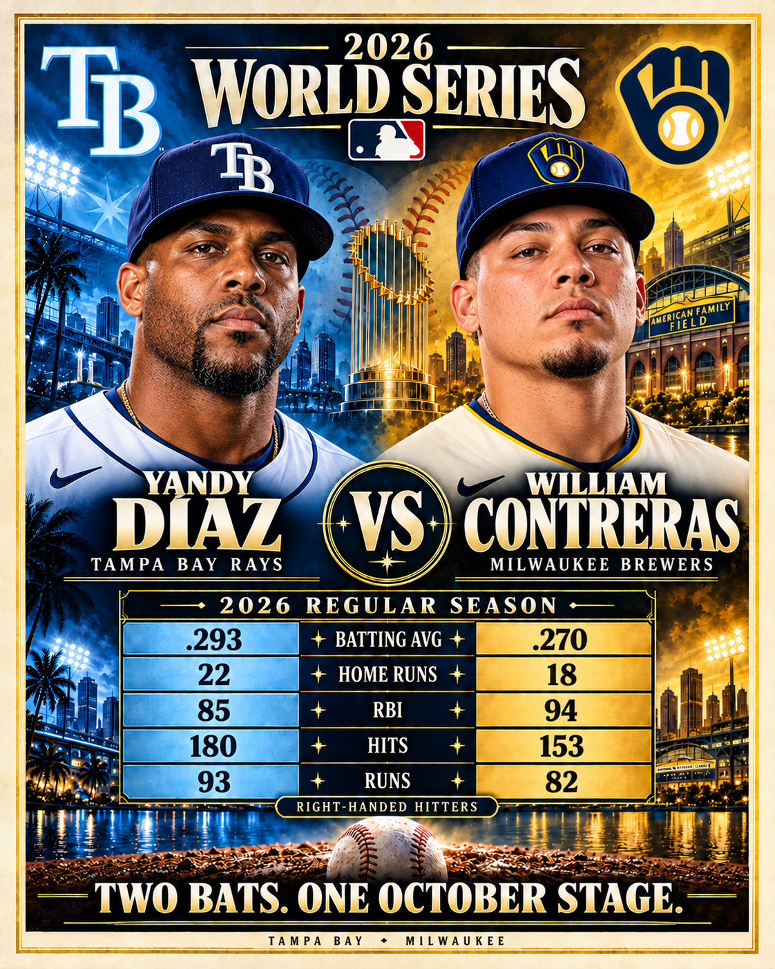 5052 Tampa Bay Rays vs Milwaukee Brewers World Series 8x10 Print Design 8