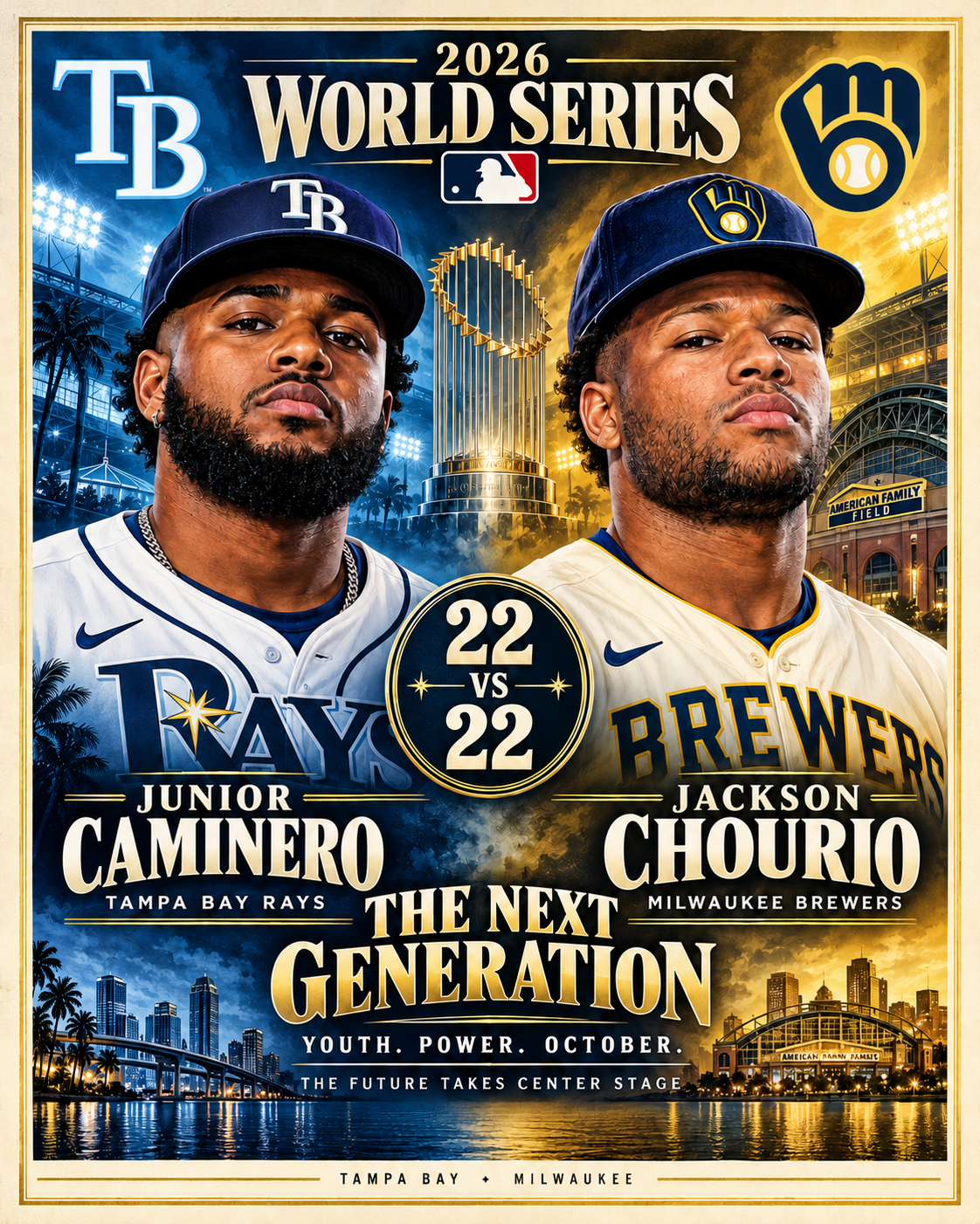 5056 Tampa Bay Rays vs Milwaukee Brewers World Series 8x10 Print Design 2