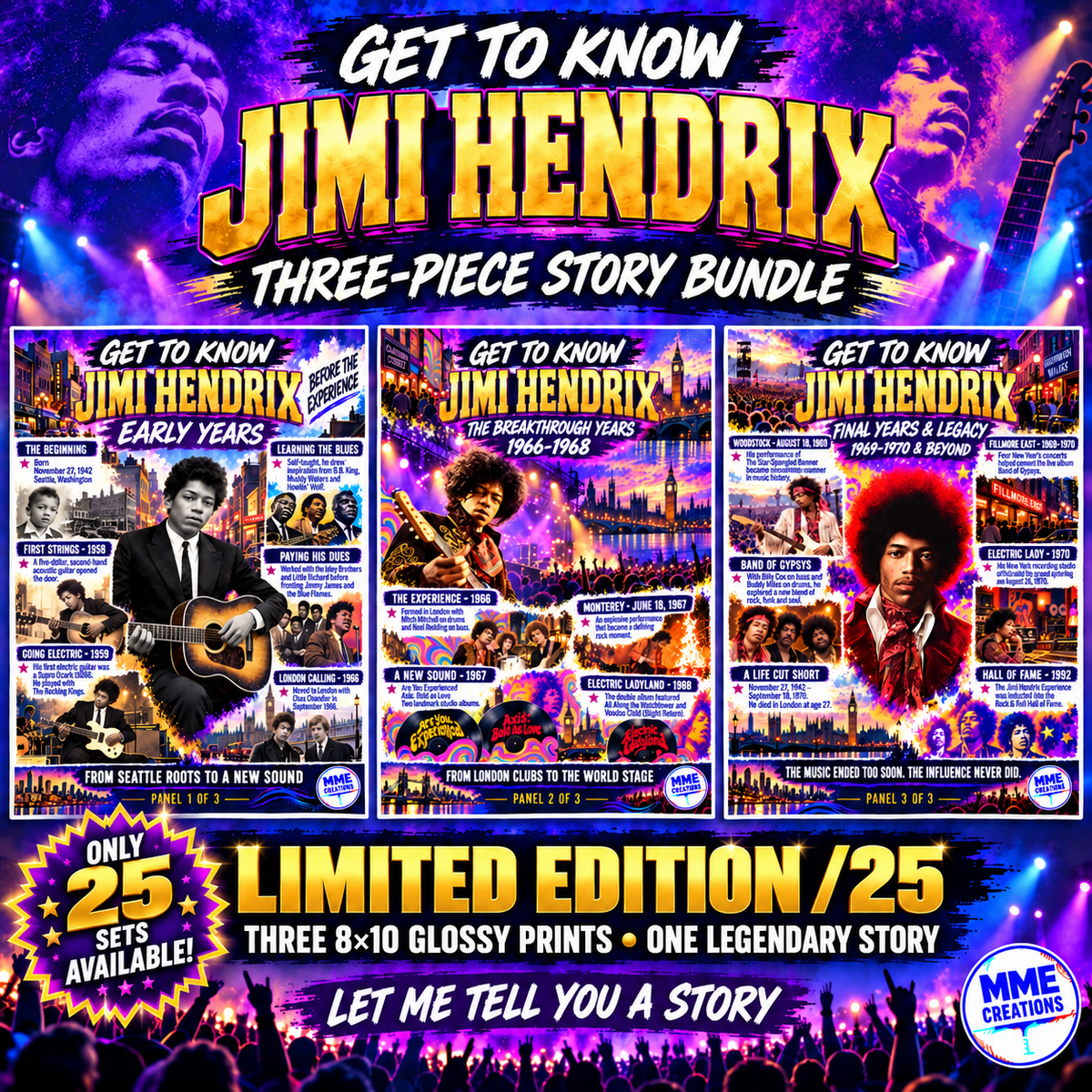 Jimi Hendrix GTK Limited Edition /25 3-print story bundle