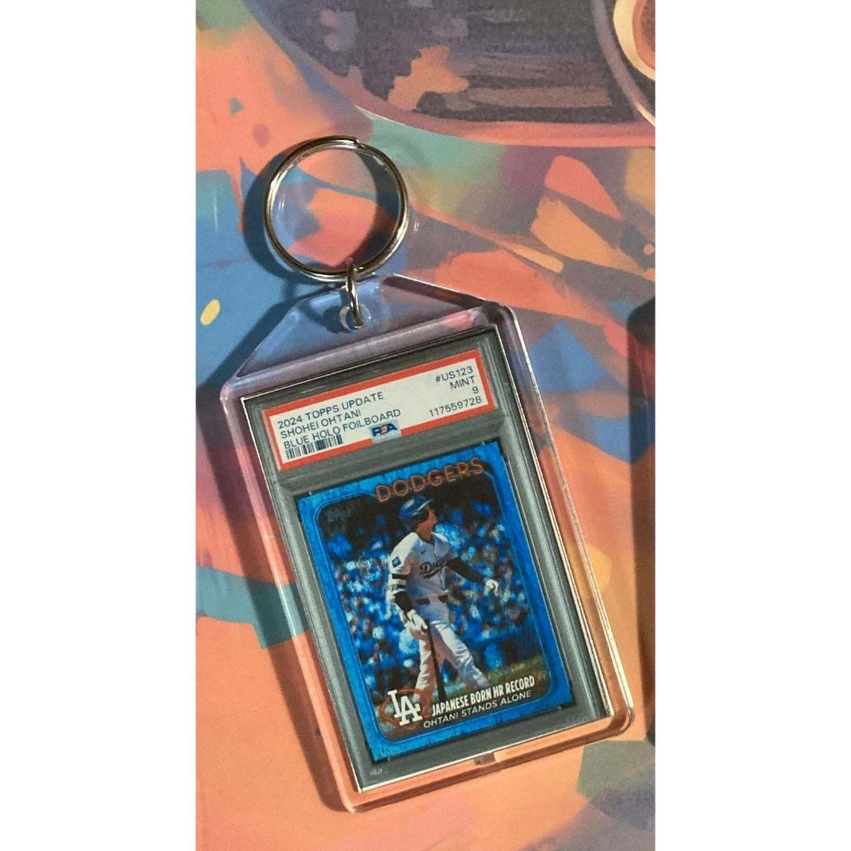 3438 Shohei Ohtani 2024 Update Japanese Born HR Record Blue Holo Foil Keychain