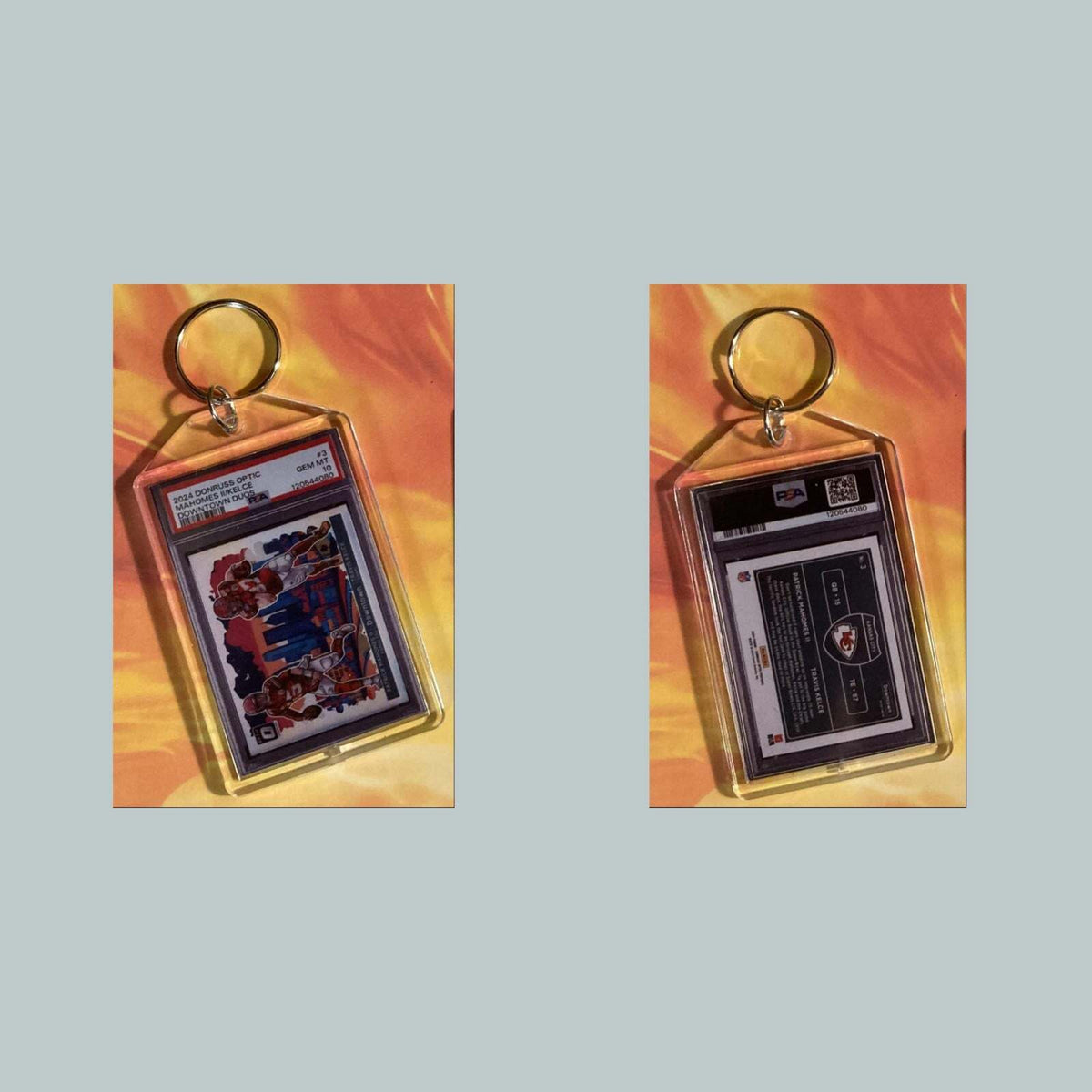 3608 Patrick Mahomes/Kelce 2024 Donruss Optic Downtown Duos Custom Keychain