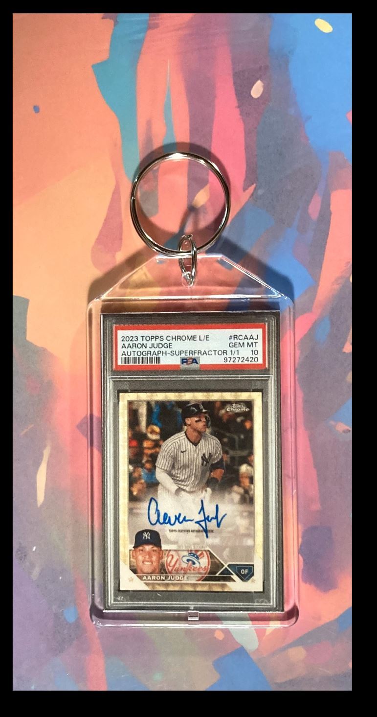 3041 Aaron Judge 2023 Topps Chrome SuperFractor Auto Custom Keychain