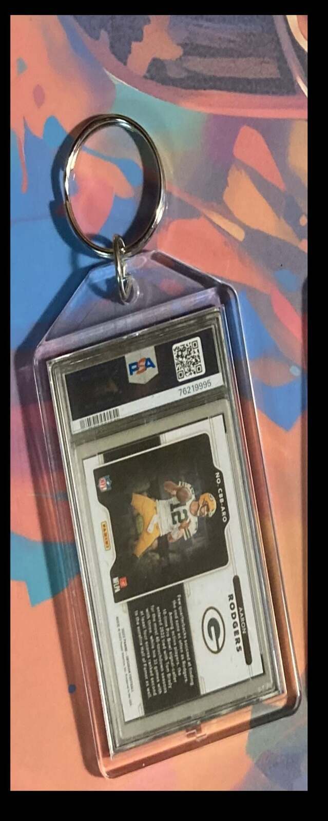 3257 Aaron Rodgers 2022 Panini Obsidian ColorBlast Black Custom Keychain