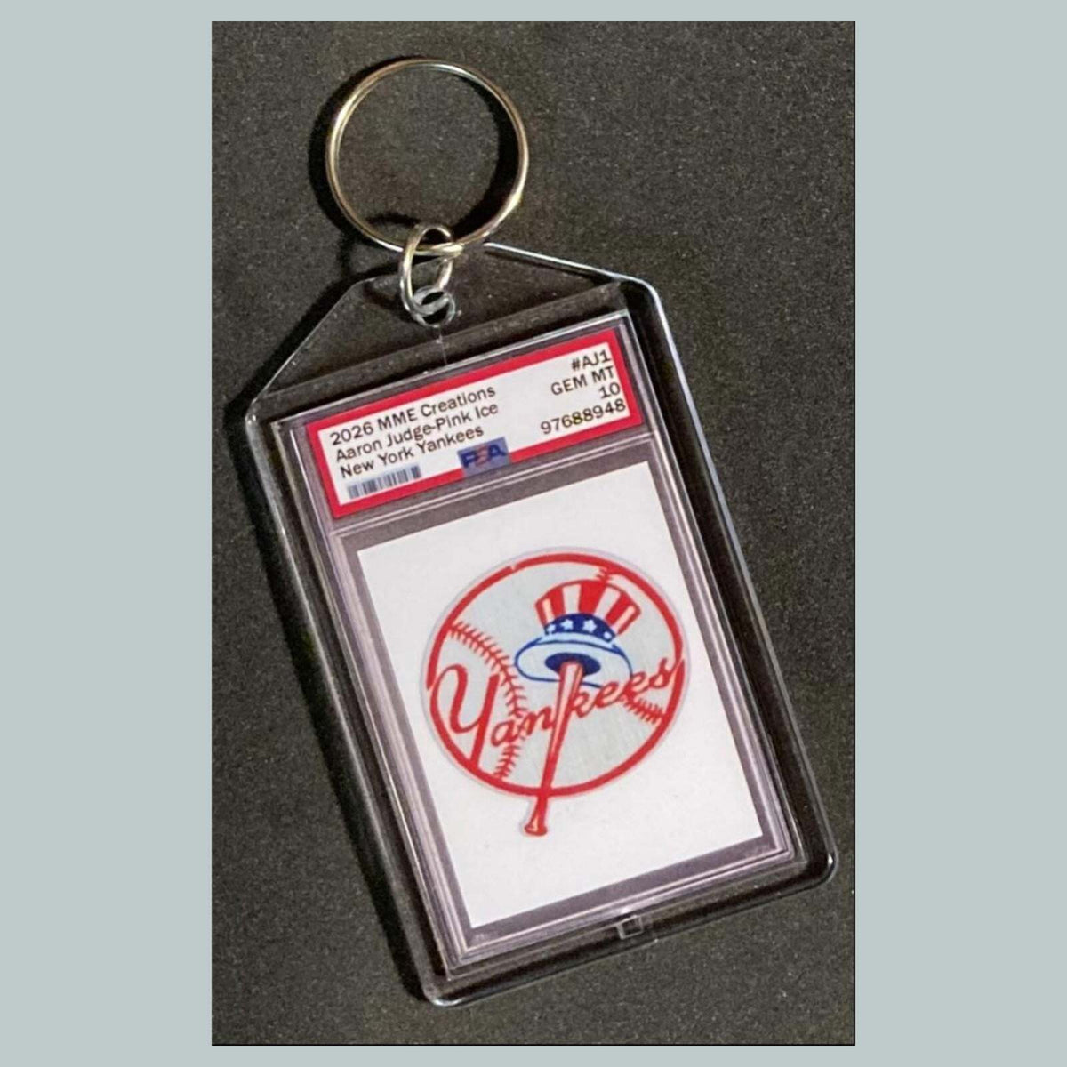 3795 Aaron Judge Pink Ice Mockup Custom Hand Made Keychain